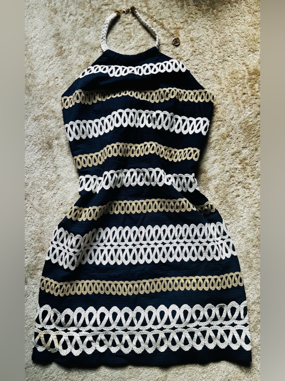 Lilly Pulitzer Cambrey True Navy Rope Me Halter dress Women’s size 6